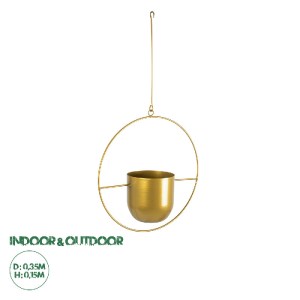 glo-20486-20486_0 GLOBOSTAR® ARTIFICIAL GARDEN TILOS 20486 ΚΡΕΜΑΣΤΟ ΜΕΤΑΛΛΙΚΟ ΚΑΣΠΩ ΓΛΑΣΤΡΑ - FLOWER POT ΧΡΥ