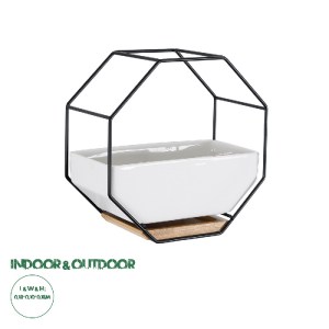 glo-20557-20557_0 GLOBOSTAR® ARTIFICIAL GARDEN BIANCO 20557 ΔΙΑΚΟΣΜΗΤΙΚΟ ΚΕΡΑΜΙΚΟ ΚΑΣΠΩ ΓΛΑΣΤΡΑ - FLOWER POT