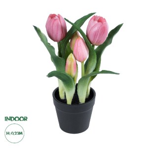 glo-21092-21092_0 GLOBOSTAR® ARTIFICIAL GARDEN PINK TULIP 21092 ΔΙΑΚΟΣΜΗΤΙΚΟ ΦΥΤΟ ΡΟΖ ΤΟΥΛΙΠΑ Υ23CM