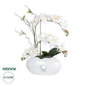 glo-21125-21125_0 GLOBOSTAR® ARTIFICIAL GARDEN WHITE ORCHID 21125 ΔΙΑΚΟΣΜΗΤΙΚΟ ΦΥΤΟ ΛΕΥΚΗ ΟΡΧΙΔΕΑ Υ42CM