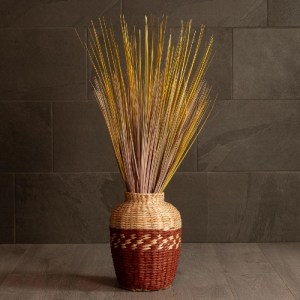 glo-21225-21225_7 GLOBOSTAR® ARTIFICIAL GARDEN TOULOUSE 21225 ΔΙΑΚΟΣΜΗΤΙΚΟ ΠΛΕΚΤΟ ΚΑΛΑΘΙ - ΚΑΣΠΩ ΓΛΑΣΤΡΑ - FLOWER POT ΜΠΕΖ ΜΕ ΚΟΚΚΙΝΟ Π25 X M25 X Υ32CM