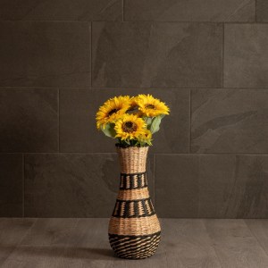 glo-21227-21227_7 GLOBOSTAR® ARTIFICIAL GARDEN MONTMARTRE 21227 ΔΙΑΚΟΣΜΗΤΙΚΟ ΠΛΕΚΤΟ ΚΑΛΑΘΙ - ΚΑΣΠΩ ΓΛΑΣΤΡΑ - FLOWER POT ΜΠΕΖ ΜΕ ΜΑΥΡΟ Π20 X M20 X Υ42CM