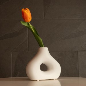 glo-21253-21253_7 GLOBOSTAR® ARTIFICIAL GARDEN HORIZON 21253 ΔΙΑΚΟΣΜΗΤΙΚΟ ΚΕΡΑΜΙΚΟ ΒΑΖO ΛΕΥΚΟ Π18 X Μ6 X Υ15 CM