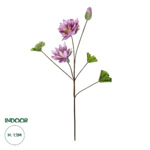 glo-21335-21335_00 GLOBOSTAR® ARTIFICIAL GARDEN PINK LOTUS BRANCH 21335 ΤΕΧΝΗΤΟ ΔΙΑΚΟΣΜΗΤΙΚΟ ΡΟΖ ΚΛΑΔΙ ΛΩΤΟΣ Y121CM