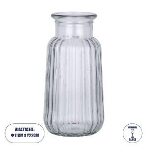 glo-35600-35600_0 GLOBOSTAR® LAYLA 35600 ΔΙΑΚΟΣΜΗΤΙΚΟ ΒΑΖΟ ΓΥΑΛΙΝΟ ΔΙΑΦΑΝΟ Φ11 X Υ22CM