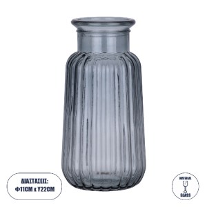 glo-35601-35601_0 GLOBOSTAR® LAYLA 35601 ΔΙΑΚΟΣΜΗΤΙΚΟ ΒΑΖΟ ΓΥΑΛΙΝΟ ΓΚΡΙ Φ11 X Υ22CM