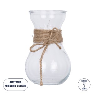 glo-35610-35610_0 GLOBOSTAR® LUCY 35610 ΔΙΑΚΟΣΜΗΤΙΚΟ ΒΑΖΟ ΓΥΑΛΙΝΟ ΔΙΑΦΑΝΟ ΜΕ ΣΧΟΙΝΙ Φ8.8 X Υ13.8CM