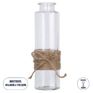 glo-35618-35618_0 GLOBOSTAR® LUCY 35618 ΔΙΑΚΟΣΜΗΤΙΚΟ ΒΑΖΟ ΓΥΑΛΙΝΟ ΔΙΑΦΑΝΟ ΜΕ ΣΧΟΙΝΙ Φ5.8 X Υ19.6CM