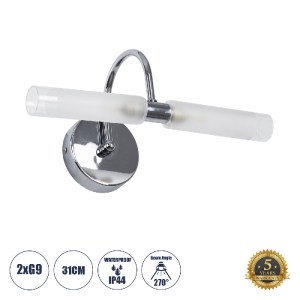 glo-60418-60418_00 GLOBOSTAR® PAOLA 60418 ΜΟΝΤΕΡΝΟ ΦΩΤΙΣΤΙΚΟ ΤΟΙΧΟΥ - ΑΠΛΙΚΑ ΚΑΘΡΕΠΤΗ ΜΠΑΝΙΟΥ - ΠΙΝΑΚΑ 2 X G9