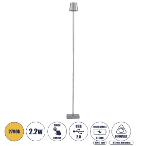 glo-60480-4423ac_60480_0 GLOBOSTAR® NEGA 60480 ΜΟΝΤΕΡΝΟ ΕΠΙΔΑΠΕΔΙΟ ΦΩΤΙΣΤΙΚΟ LED 2.2W 154LM 360° DC 5V ΕΠΑΝΑΦΟΡΤΙΖΟ