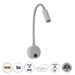 glo-60877-60877_0 GLOBOSTAR® GOOSE 60877 ΜΟΝΤΕΡΝΟ ΦΩΤΙΣΤΙΚΟ ΤΟΙΧΟΥ - ΑΠΛΙΚΑ ΞΕΝΟΔΟΧΕΙΟΥ BED SIDE LED 3W 300L