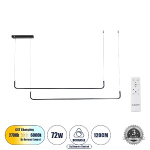 glo-60924-60924_00 GLOBOSTAR® LINARIA DUO 60924 ΚΡΕΜΑΣΤΟ ΦΩΤΙΣΤΙΚΟ ΟΡΟΦΗΣ DESIGN LED CCT 72W 8300LM 200° AC 2