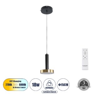 glo-60933-60933_0 GLOBOSTAR® ZANE 60933 ΚΡΕΜΑΣΤΟ ΦΩΤΙΣΤΙΚΟ DESIGN LED CCT 18W 2016LM 120° AC 220-240V IP20 -