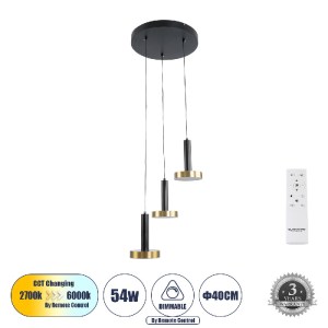 glo-60934-60934_0 GLOBOSTAR® ZANE 60934 ΚΡΕΜΑΣΤΟ ΦΩΤΙΣΤΙΚΟ DESIGN LED CCT 54W 6048LM 120° AC 220-240V IP20 -