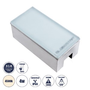 glo-60950-60950_0 GLOBOSTAR® CYBOLITHOS 60950 ΧΩΝΕΥΤΟ ΦΩΤΙΣΤΙΚΟ ΣΠΟΤ ΔΑΠΕΔΟΥ LED 4W 530LM 120° DC 24V ΑΔΙΑΒΡ