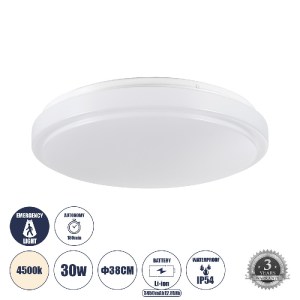 glo-60993-14d0a5_60993_0 GLOBOSTAR® EMERGANO 60993 ΠΛΑΦΟΝΙΕΡΑ ΟΡΟΦΗΣ LED 30W 2850LM 120° AC 220-240V ΜΕ ΕΝΣΩΜΑΤΩΜΕΝ