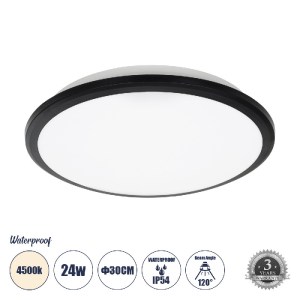 glo-60997-671d1b_60997_0 GLOBOSTAR® TUFFIN 60997 ΠΛΑΦΟΝΙΕΡΑ ΟΡΟΦΗΣ LED 24W 2640LM 120° AC 220-240V ΑΔΙΑΒΡΟΧΗ IP54 Φ