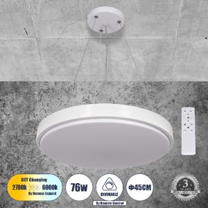 glo-61018-31e6a4_61018_0 GLOBOSTAR® CASPER 61018 ΚΡΕΜΑΣΤΗ ΠΛΑΦΟΝΙΕΡΑ ΟΡΟΦΗΣ LED CCT 76W 8372LM 120° AC 220-240V - Ε