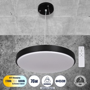 glo-61019-61019_0 GLOBOSTAR® CASPER 61019 ΚΡΕΜΑΣΤΗ ΠΛΑΦΟΝΙΕΡΑ ΟΡΟΦΗΣ LED CCT 76W 8372LM 120° AC 220-240V - Ε