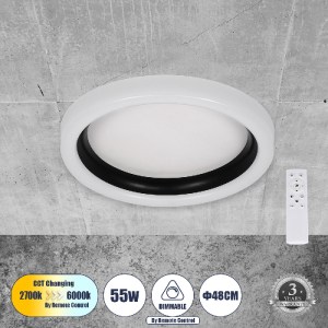 glo-61034-61034_0 GLOBOSTAR® ARIANA 61034 ΠΛΑΦΟΝΙΕΡΑ ΟΡΟΦΗΣ ΚΥΚΛΟΣ LED CCT 55W 6376LM 120° AC 220-240V - ΕΝΑ