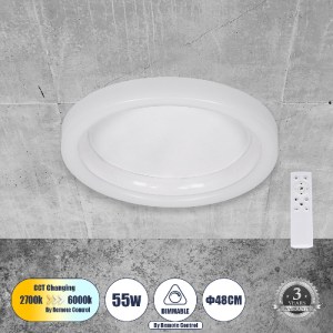 glo-61035-61035_0 GLOBOSTAR® ARIANA 61035 ΠΛΑΦΟΝΙΕΡΑ ΟΡΟΦΗΣ ΚΥΚΛΟΣ LED CCT 55W 6376LM 120° AC 220-240V - ΕΝΑ