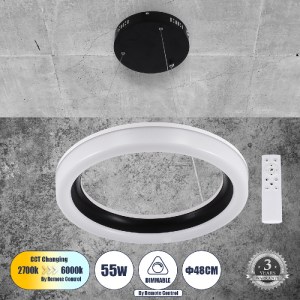 glo-61037-61037_0 GLOBOSTAR® ARIANA 61037 ΚΡΕΜΑΣΤΗ ΠΛΑΦΟΝΙΕΡΑ ΟΡΟΦΗΣ ΚΥΚΛΟΣ LED CCT 55W 6376LM 120° AC 220-2