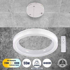 glo-61038-61038_0 GLOBOSTAR® ARIANA 61038 ΚΡΕΜΑΣΤΗ ΠΛΑΦΟΝΙΕΡΑ ΟΡΟΦΗΣ ΚΥΚΛΟΣ LED CCT 55W 6376LM 120° AC 220-2