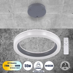 glo-61039-61039_0 GLOBOSTAR® ARIANA 61039 ΚΡΕΜΑΣΤΗ ΠΛΑΦΟΝΙΕΡΑ ΟΡΟΦΗΣ ΚΥΚΛΟΣ LED CCT 55W 6376LM 120° AC 220-2