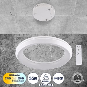 glo-61044-61044_0 GLOBOSTAR® MELINA 61044 ΚΡΕΜΑΣΤΗ ΠΛΑΦΟΝΙΕΡΑ ΟΡΟΦΗΣ ΚΥΚΛΟΣ LED CCT 55W 6376LM 120° AC 220-2