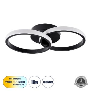 glo-61058-10bed4_61058_0 GLOBOSTAR® CORA 61058 ΦΩΤΙΣΤΙΚΟ ΟΡΟΦΗΣ DESIGN LED CCT 18W 2160LM 300° AC 220-240V - ΕΝΑΛΛΑ
