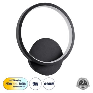 glo-61070-61070_0 GLOBOSTAR® TED 61070 ΦΩΤΙΣΤΙΚΟ ΤΟΙΧΟΥ - ΑΠΛΙΚΑ DESIGN LED CCT 9W 1080LM 300° AC 220-240V -
