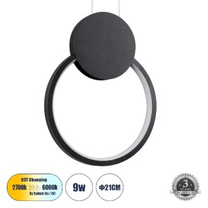 glo-61073-61073_0 GLOBOSTAR® CYCLOS 61073 ΜΟΝΤΕΡΝΟ ΚΡΕΜΑΣΤΟ ΦΩΤΙΣΤΙΚΟ ΟΡΟΦΗΣ LED 9W 1080LM 300° AC 220-240V 