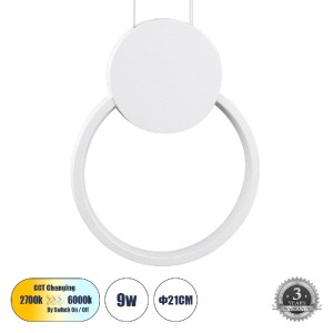 glo-61074-61bf83_61074_0 GLOBOSTAR® CYCLOS 61074 ΚΡΕΜΑΣΤΟ ΦΩΤΙΣΤΙΚΟ ΟΡΟΦΗΣ DESIGN LED CCT 9W 1080LM 300° AC 220-240
