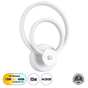 glo-61077-61077_0 GLOBOSTAR® FREDDIE 61077 ΦΩΤΙΣΤΙΚΟ ΤΟΙΧΟΥ - ΑΠΛΙΚΑ DESIGN LED CCT 15W 1800LM 300° AC 220-2