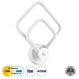 glo-61086-61086_0 GLOBOSTAR® ANNA 61086 ΦΩΤΙΣΤΙΚΟ ΤΟΙΧΟΥ - ΑΠΛΙΚΑ DESIGN LED CCT 15W 1800LM 300° AC 220-240V
