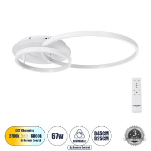 glo-61106-e866a7_61106_0 GLOBOSTAR® NEMESIS 61106 ΦΩΤΙΣΤΙΚΟ ΟΡΟΦΗΣ ΔΑΧΤΥΛΙΔΙ-ΚΥΚΛΟΣ LED CCT 67W 7573LM 360° AC 220-