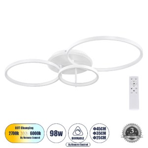 glo-61109-61109_0 GLOBOSTAR® NEMESIS 61109 ΦΩΤΙΣΤΙΚΟ ΟΡΟΦΗΣ ΔΑΧΤΥΛΙΔΙ-ΚΥΚΛΟΣ LED CCT 98W 11858LM 360° AC 220