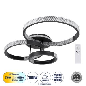 glo-61114-af8219_61114_000 GLOBOSTAR® DIAMOND 61114 ΦΩΤΙΣΤΙΚΟ ΟΡΟΦΗΣ ΔΑΧΤΥΛΙΔΙ-ΚΥΚΛΟΣ LED CCT 100W 12123LM 360° AC 22