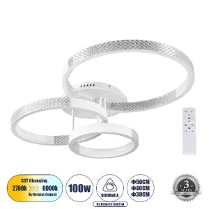 glo-61115-1baf9d_61115_0 GLOBOSTAR® DIAMOND 61115 ΦΩΤΙΣΤΙΚΟ ΟΡΟΦΗΣ ΔΑΧΤΥΛΙΔΙ-ΚΥΚΛΟΣ LED CCT 100W 12123LM 360° AC 22