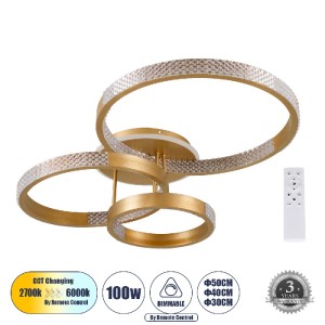 glo-61116-822fcb_61116_0 GLOBOSTAR® DIAMOND 61116 ΦΩΤΙΣΤΙΚΟ ΟΡΟΦΗΣ ΔΑΧΤΥΛΙΔΙ-ΚΥΚΛΟΣ LED CCT 100W 12123LM 360° AC 22