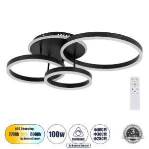 glo-61123-e2c337_61123_0 GLOBOSTAR® VENOM 61123 ΦΩΤΙΣΤΙΚΟ ΟΡΟΦΗΣ ΔΑΧΤΥΛΙΔΙ-ΚΥΚΛΟΣ LED CCT 100W 12100LM 360° AC 220-
