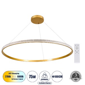 glo-61135-61135_0 GLOBOSTAR® DIAMOND 61135 ΚΡΕΜΑΣΤΟ ΦΩΤΙΣΤΙΚΟ ΔΑΧΤΥΛΙΔΙ-ΚΥΚΛΟΣ LED CCT 75W 8743LM 360° AC 22