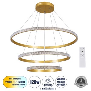 glo-61139-61139_0 GLOBOSTAR® DIAMOND TRIO 61139 ΜΟΝΤΕΡΝΟ ΚΡΕΜΑΣΤΟ ΦΩΤΙΣΤΙΚΟ ΟΡΟΦΗΣ LED 120W 14723LM 360° AC 