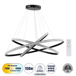glo-61140-DECO-9545fe_61140_0 GLOBOSTAR® DIAMOND TRIO 61140-DECO ΚΡΕΜΑΣΤΟ ΦΩΤΙΣΤΙΚΟ ΔΑΧΤΥΛΙΔΙ-ΚΥΚΛΟΣ LED CCT 150W 18379L