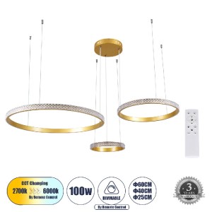 glo-61143-2ed2cc_61143_0 GLOBOSTAR® DIAMOND TRIO 61143 ΚΡΕΜΑΣΤΟ ΦΩΤΙΣΤΙΚΟ ΔΑΧΤΥΛΙΔΙ-ΚΥΚΛΟΣ LED CCT 100W 12123LM 360