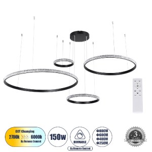 glo-61148-6becca_61148_0 GLOBOSTAR® DIAMOND TETRA 61148 ΚΡΕΜΑΣΤΟ ΦΩΤΙΣΤΙΚΟ ΔΑΧΤΥΛΙΔΙ-ΚΥΚΛΟΣ LED CCT 150W 18379LM 36