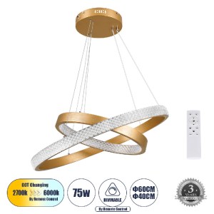 glo-61151-DECO-65d765_61151_0 GLOBOSTAR® DIAMOND DUO 61151-DECO ΚΡΕΜΑΣΤΟ ΦΩΤΙΣΤΙΚΟ ΔΑΧΤΥΛΙΔΙ-ΚΥΚΛΟΣ LED CCT 75W 8743LM 3