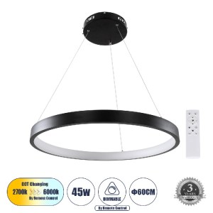 glo-61158-61158_0 GLOBOSTAR® NEMESIS 61158 ΚΡΕΜΑΣΤΟ ΦΩΤΙΣΤΙΚΟ ΔΑΧΤΥΛΙΔΙ-ΚΥΚΛΟΣ LED CCT 45W 5230LM 360° AC 22
