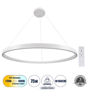 glo-61165-61165_0 GLOBOSTAR® NEMESIS 61165 ΚΡΕΜΑΣΤΟ ΦΩΤΙΣΤΙΚΟ ΔΑΧΤΥΛΙΔΙ-ΚΥΚΛΟΣ LED CCT 75W 8743LM 360° AC 22