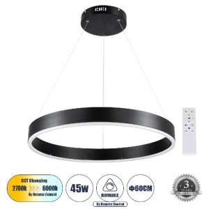 glo-61176-61176_0 GLOBOSTAR® VENOM 61176 ΚΡΕΜΑΣΤΟ ΦΩΤΙΣΤΙΚΟ ΔΑΧΤΥΛΙΔΙ-ΚΥΚΛΟΣ LED CCT 45W 5269LM 120° AC 220-